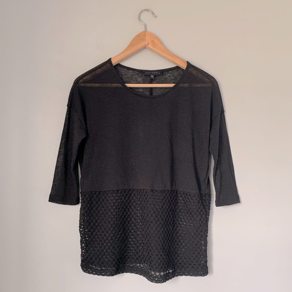 Sanctuary 3/4 Sleeve Linen and Cotton Blend Top